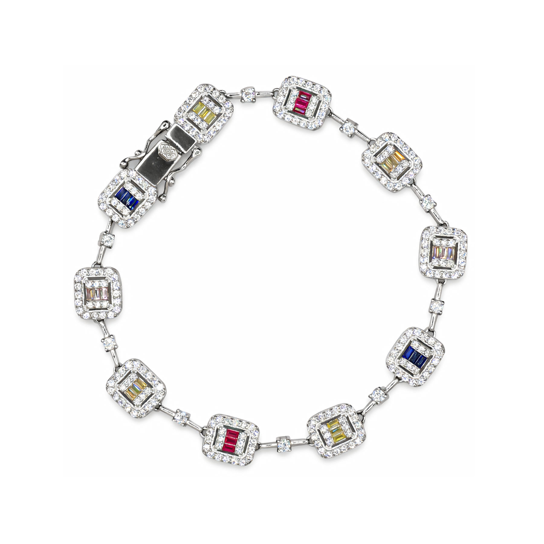Silver Multicolor Crystal Bracelet
