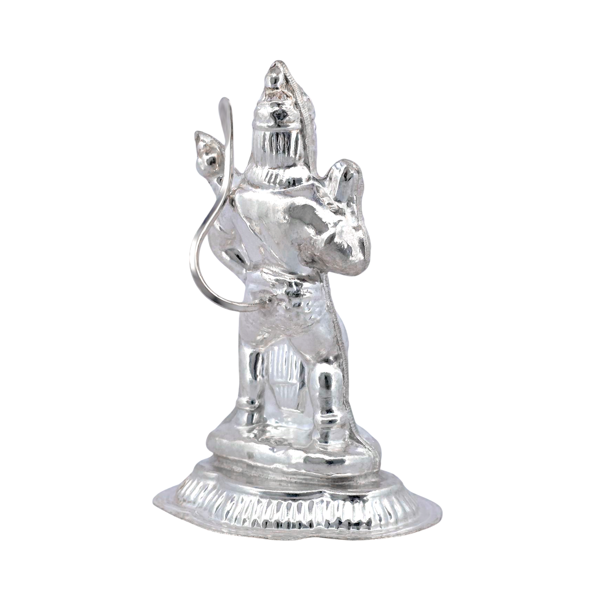Silver Hanuman with Mace Idol