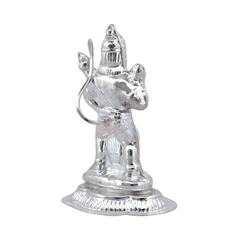 Silver Hanuman with Mace Idol