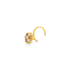 22K Gold Floral Nose Pin