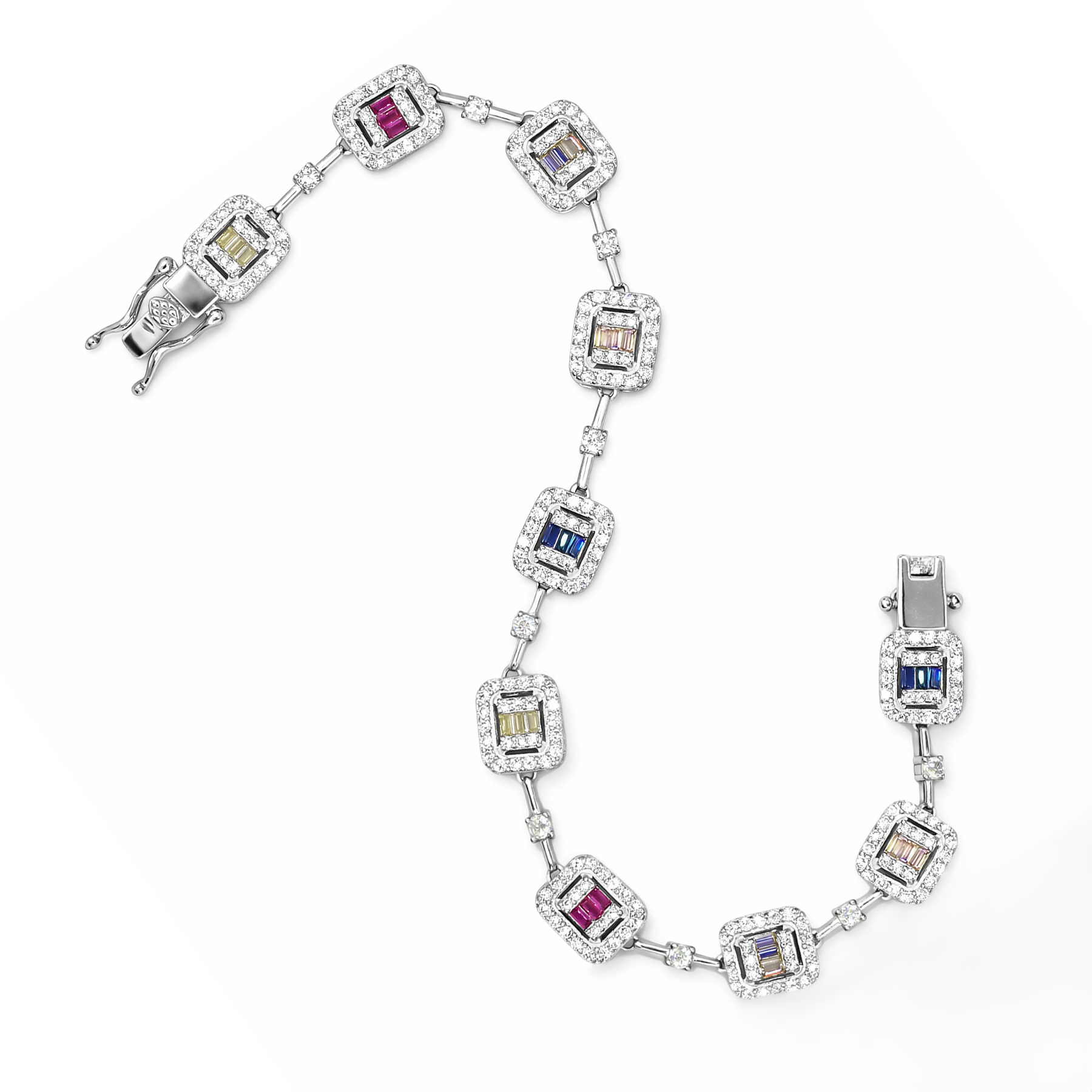 Silver Multicolor Crystal Bracelet
