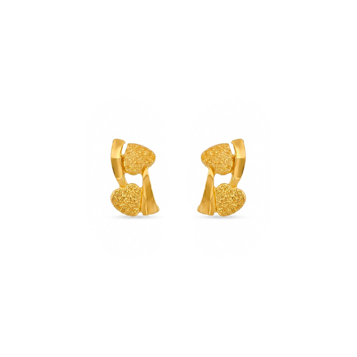 22K Gold Textured leaf Stud Earrings