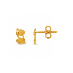 22K Gold Textured leaf Stud Earrings