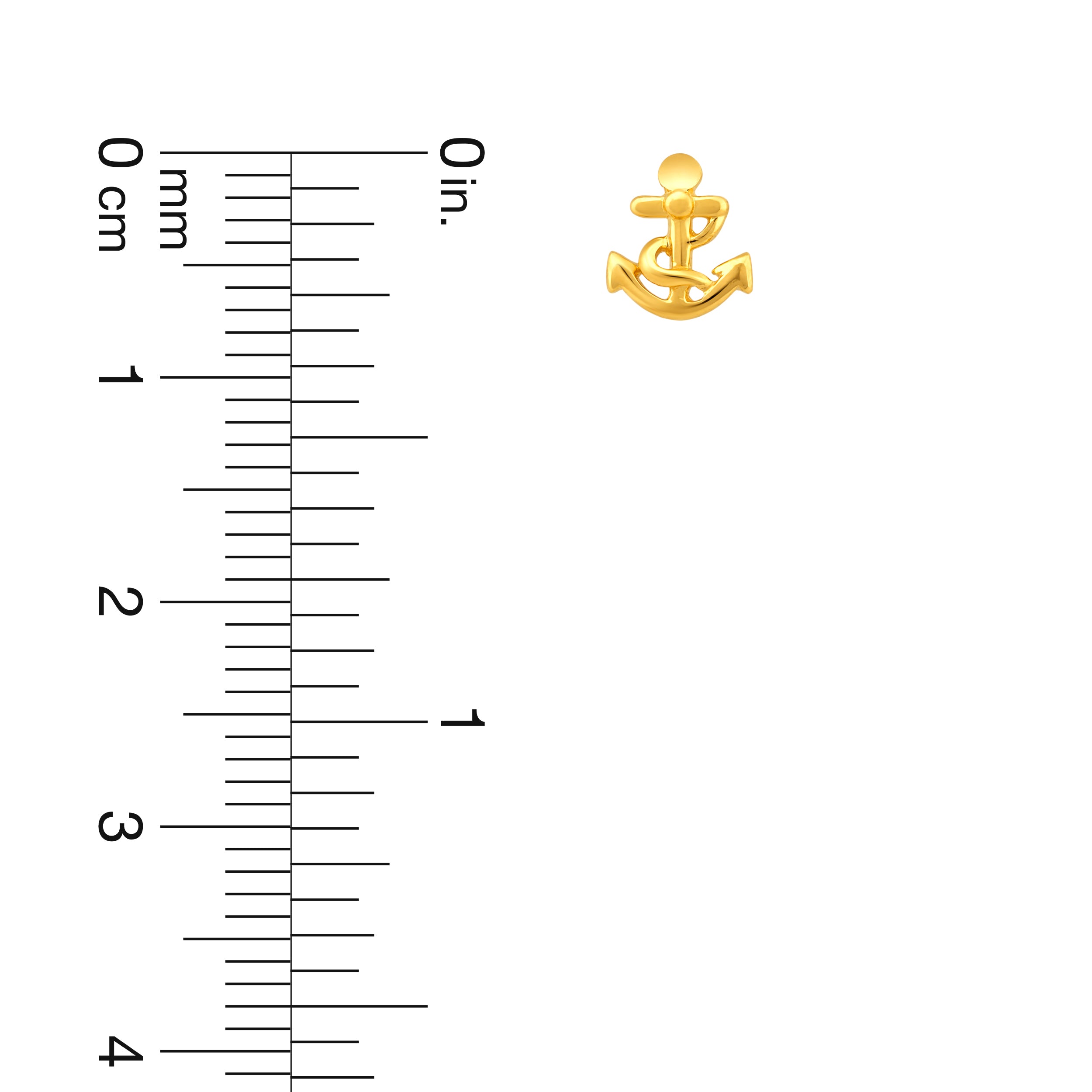 22K Gold Classic Anchor Stud Earrings