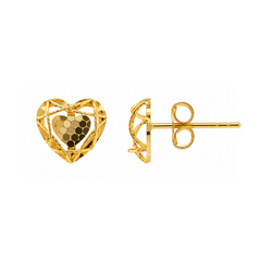 22K Gold Radiant Heart Stud Earrings