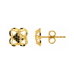 22K Gold Geometric Floral Stud Earrings