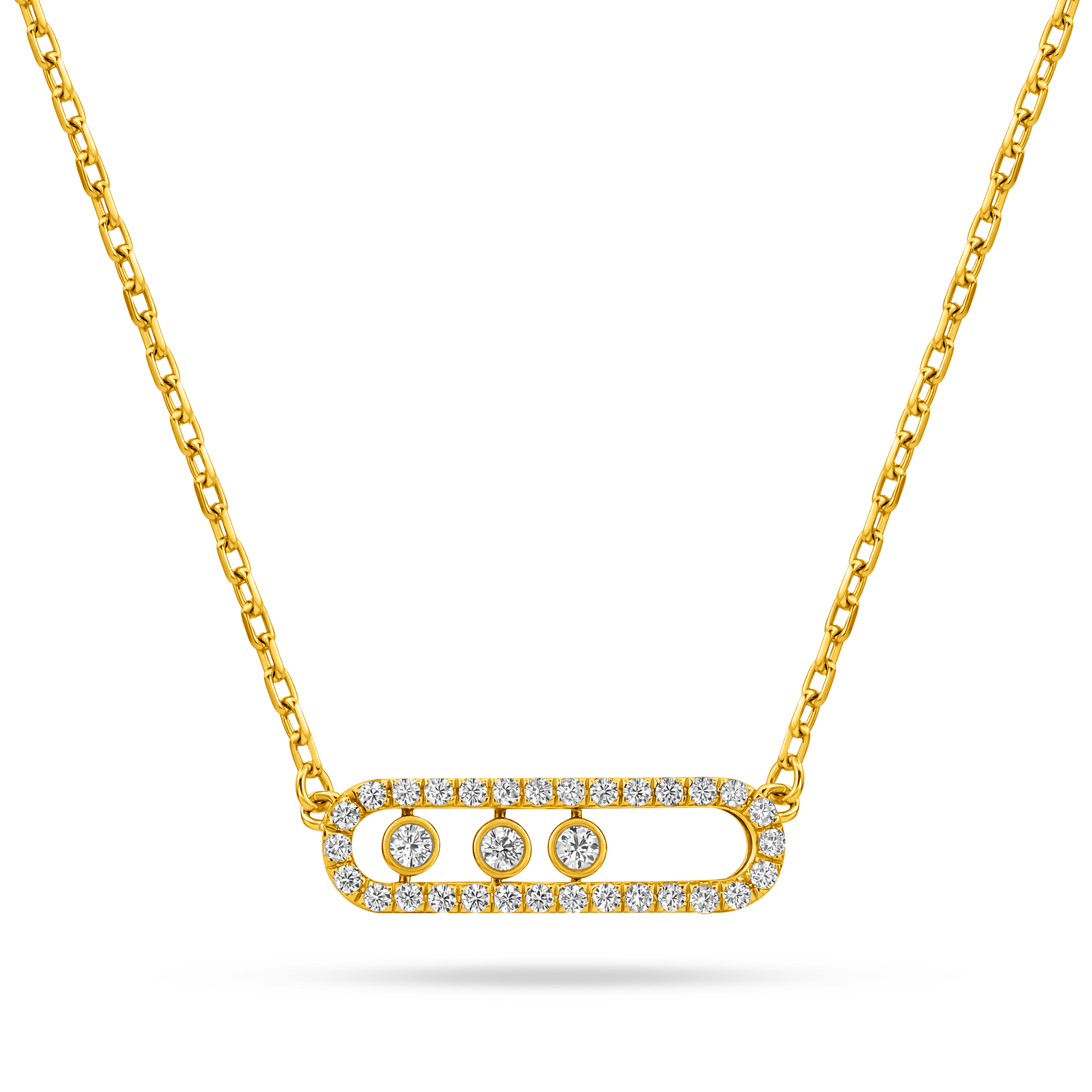 22k Gold Floating Bead Bar Necklace