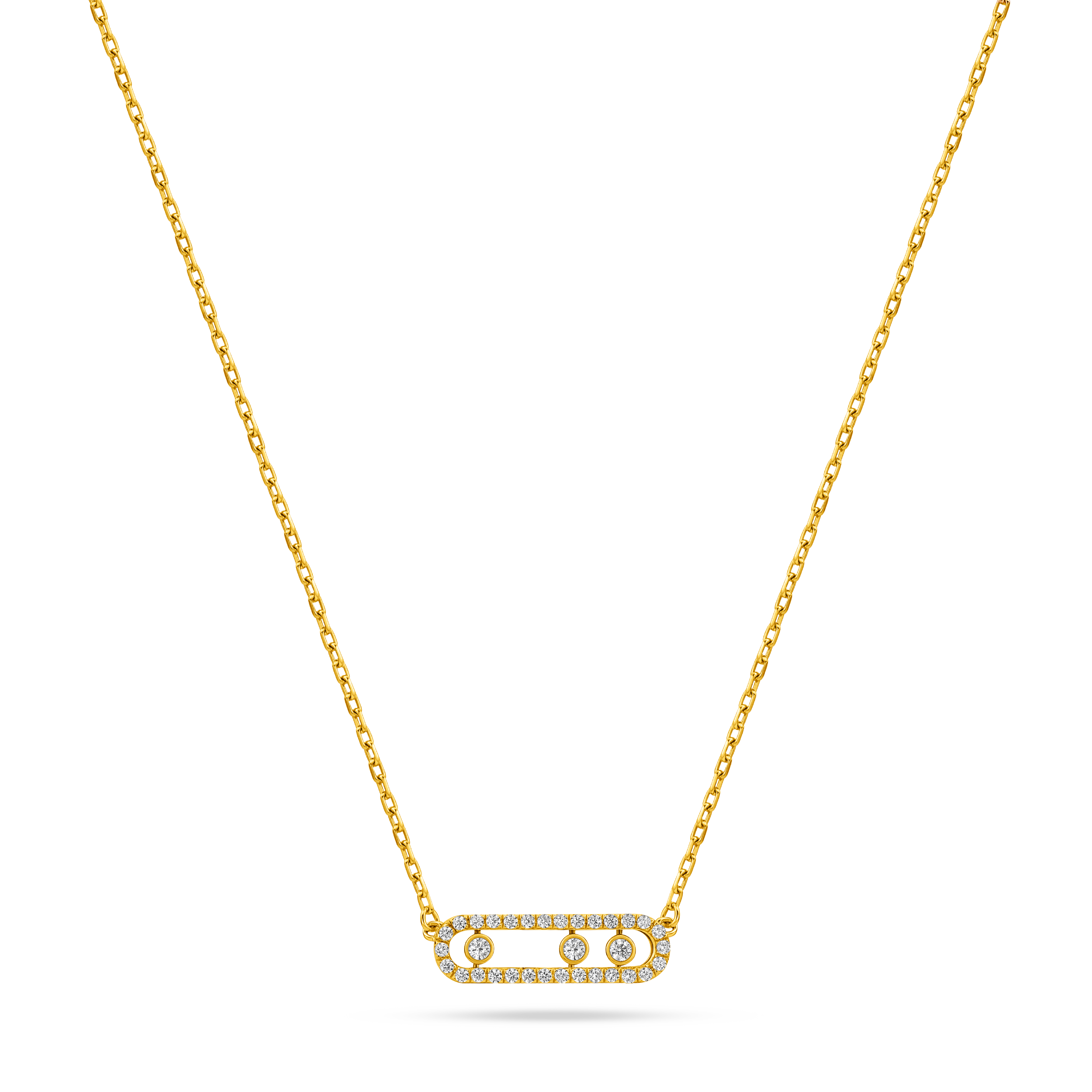 22k Gold Floating Bead Bar Necklace