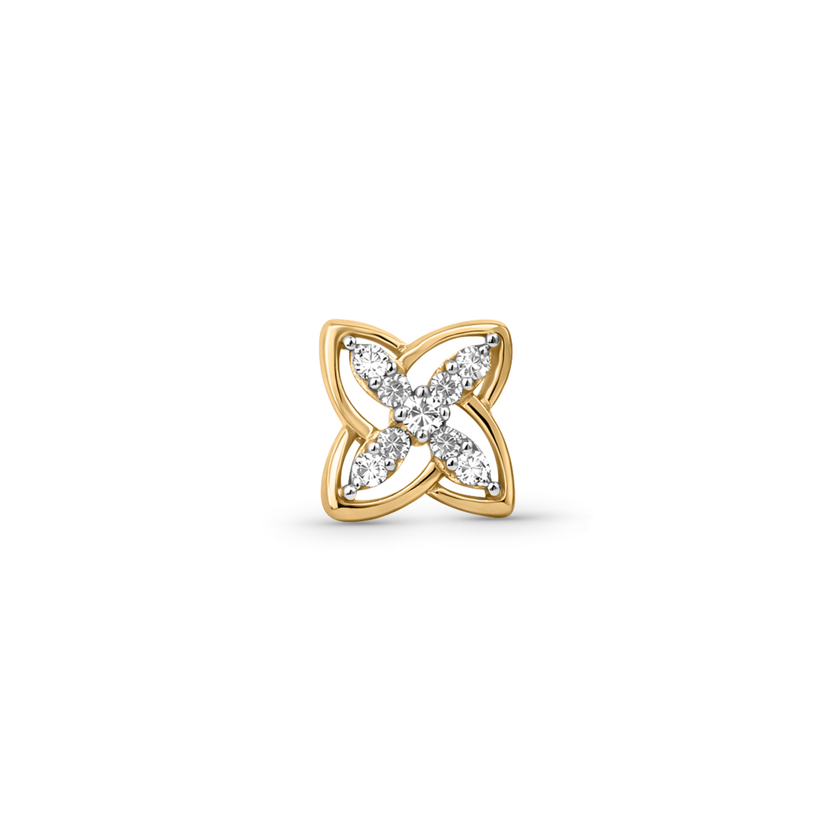 18K Gold Diamond Butterfly Petal Nose Pin