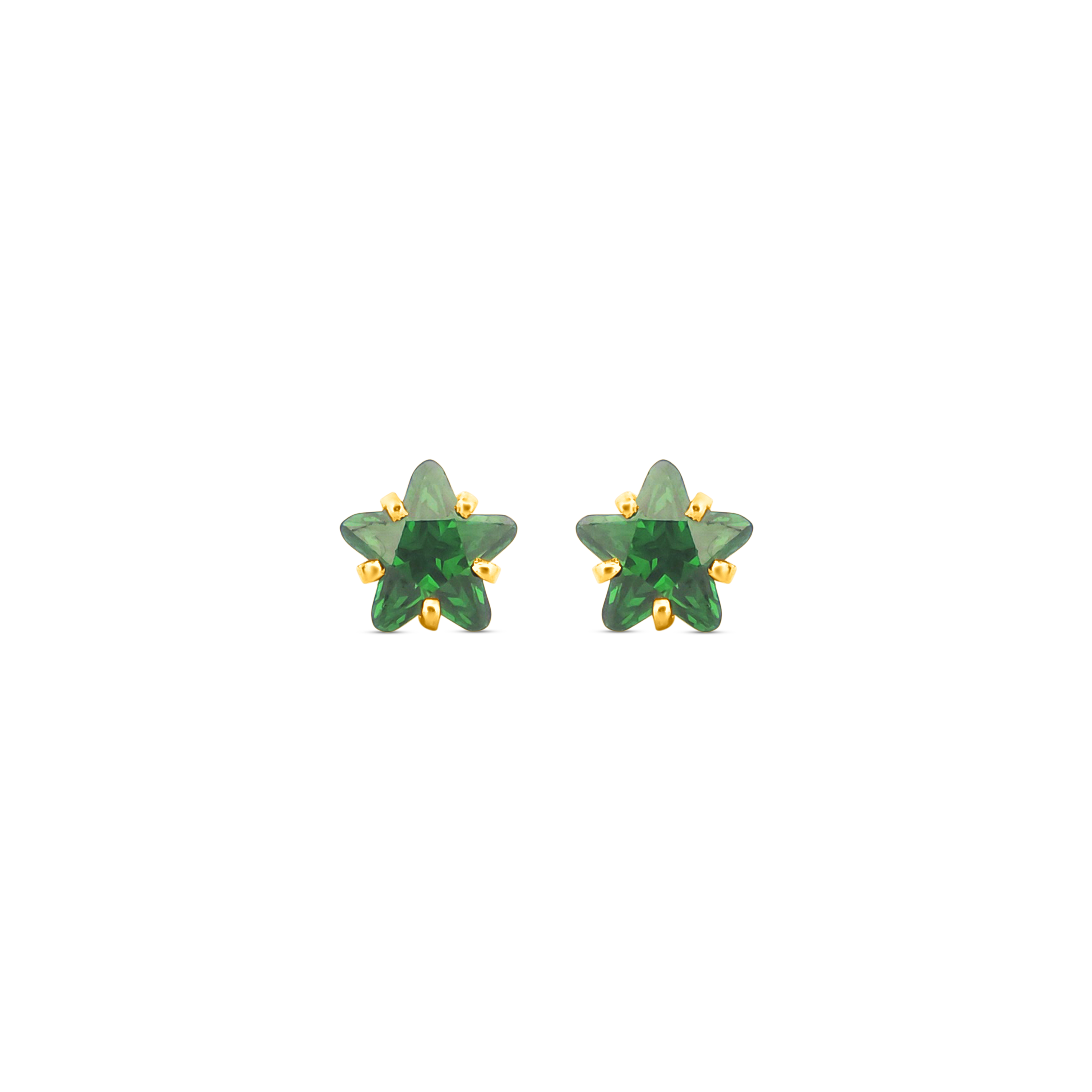22K Gold Green Starburst Stud Earrings