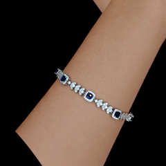 Silver Blue Floral Crystal Bracelet