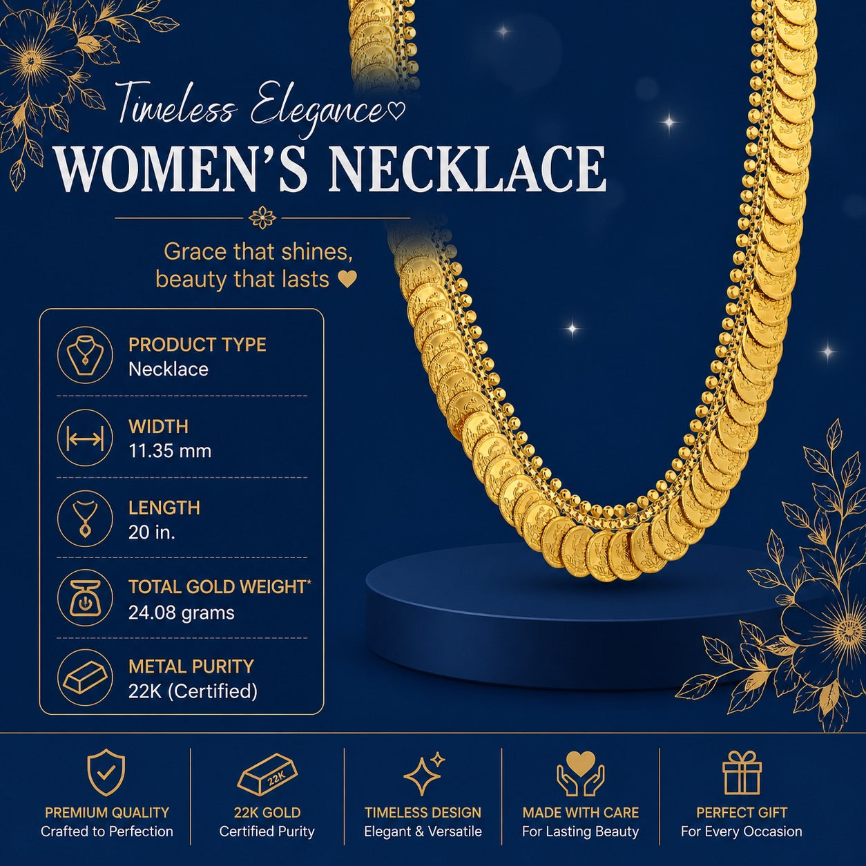 22k Gold Laxmi Necklace