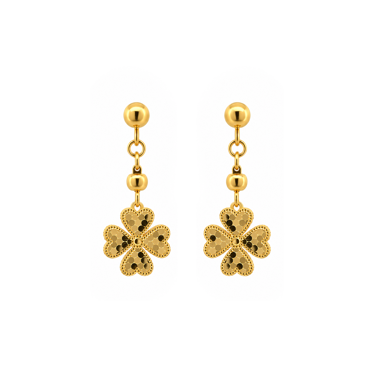 22K Gold Floral Drop Earrings
