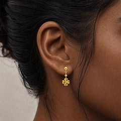 22K Gold Floral Drop Earrings