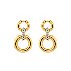 22K Gold Double Circle Drop Earrings