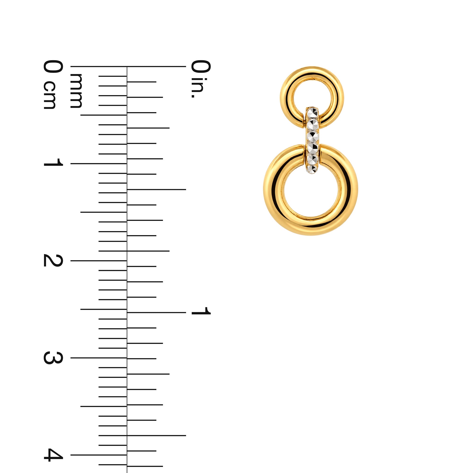 22K Gold Double Circle Drop Earrings