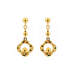 22K Gold Beaded Medallion Drop Earrings