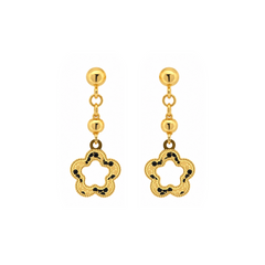 22K Gold Openwork Blossom Drop Earrings