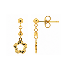 22K Gold Openwork Blossom Drop Earrings