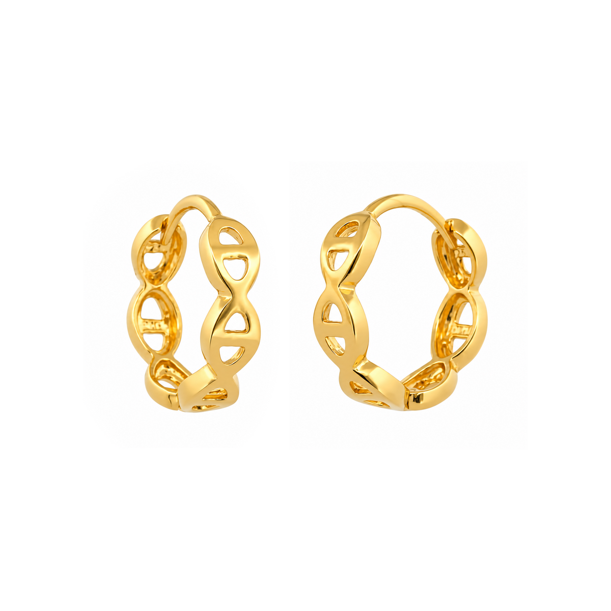 22K Gold Linked Hoop Earrings