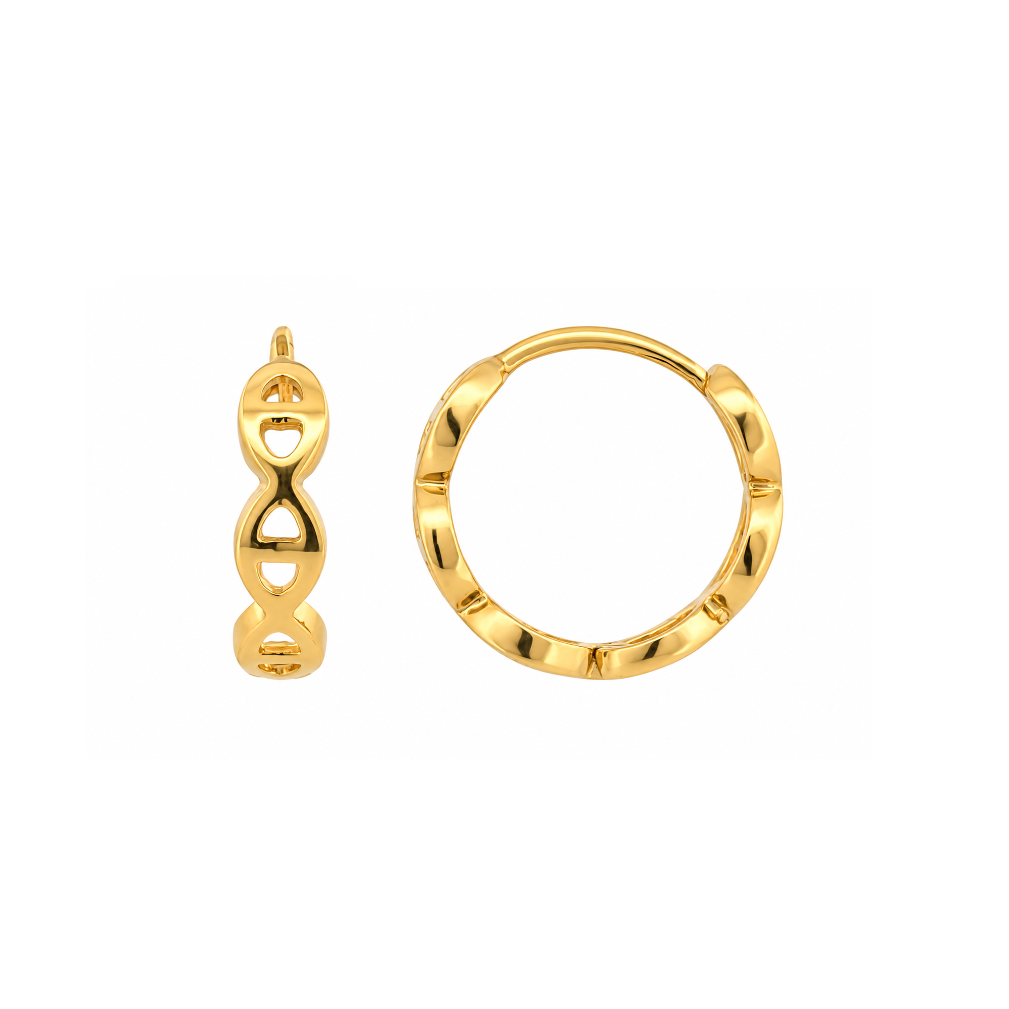 22K Gold Linked Hoop Earrings