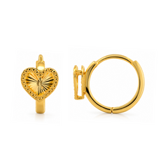 22K Gold Heart Accent Hoop Earrings