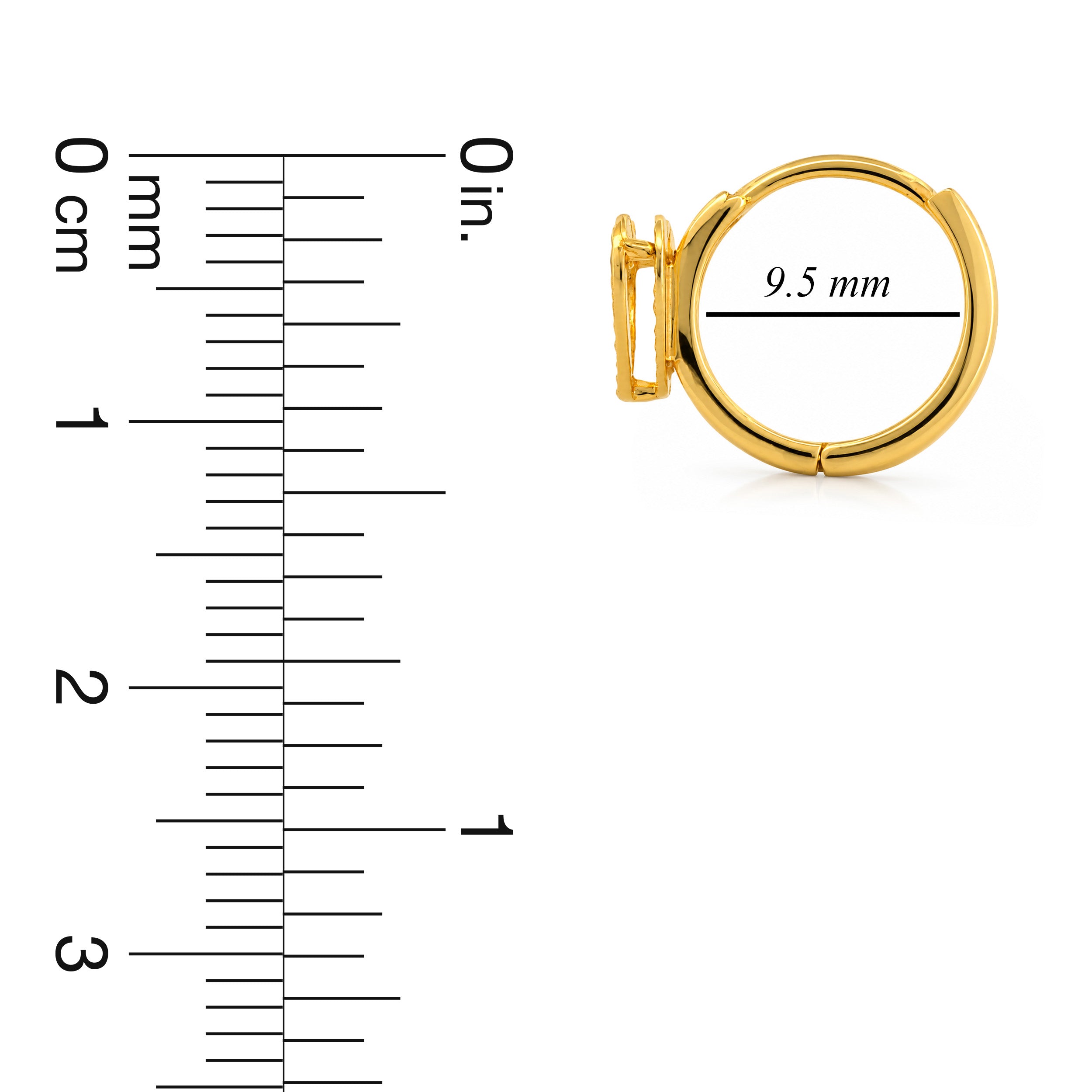 22K Gold Heart Accent Hoop Earrings
