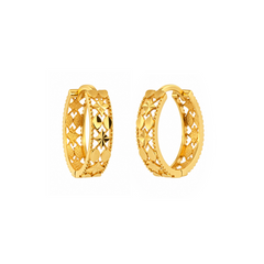 22K Gold Lattice Hoop Earrings