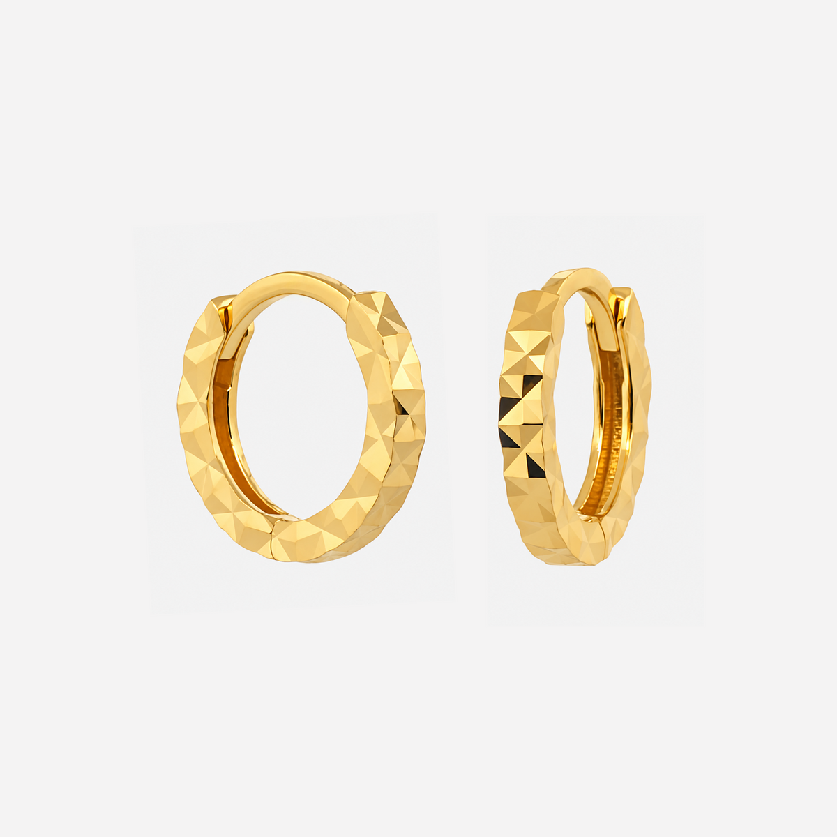 22K Gold Faceted Baby Hoop Earrings
