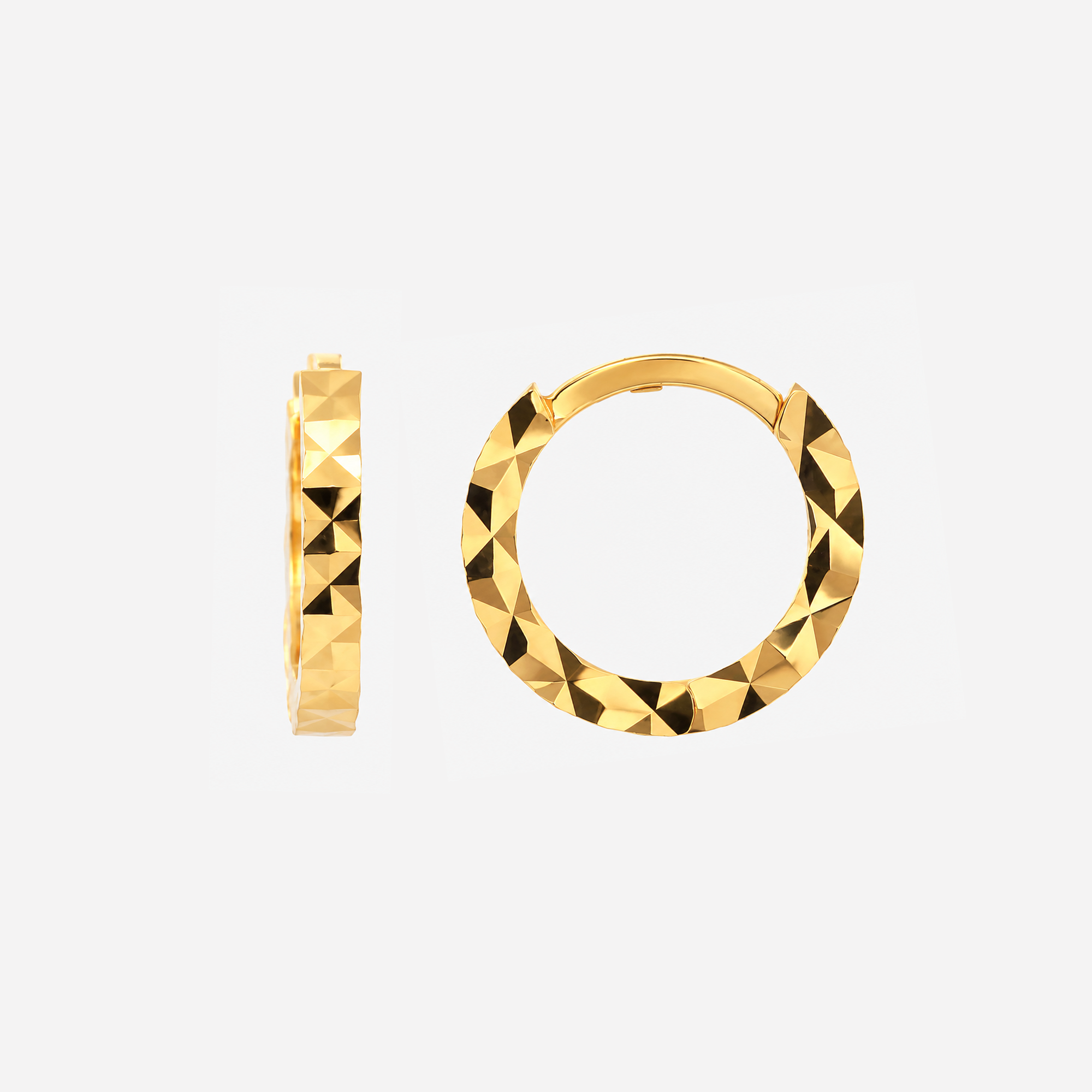 22K Gold Faceted Baby Hoop Earrings