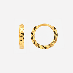 22K Gold Faceted Baby Hoop Earrings