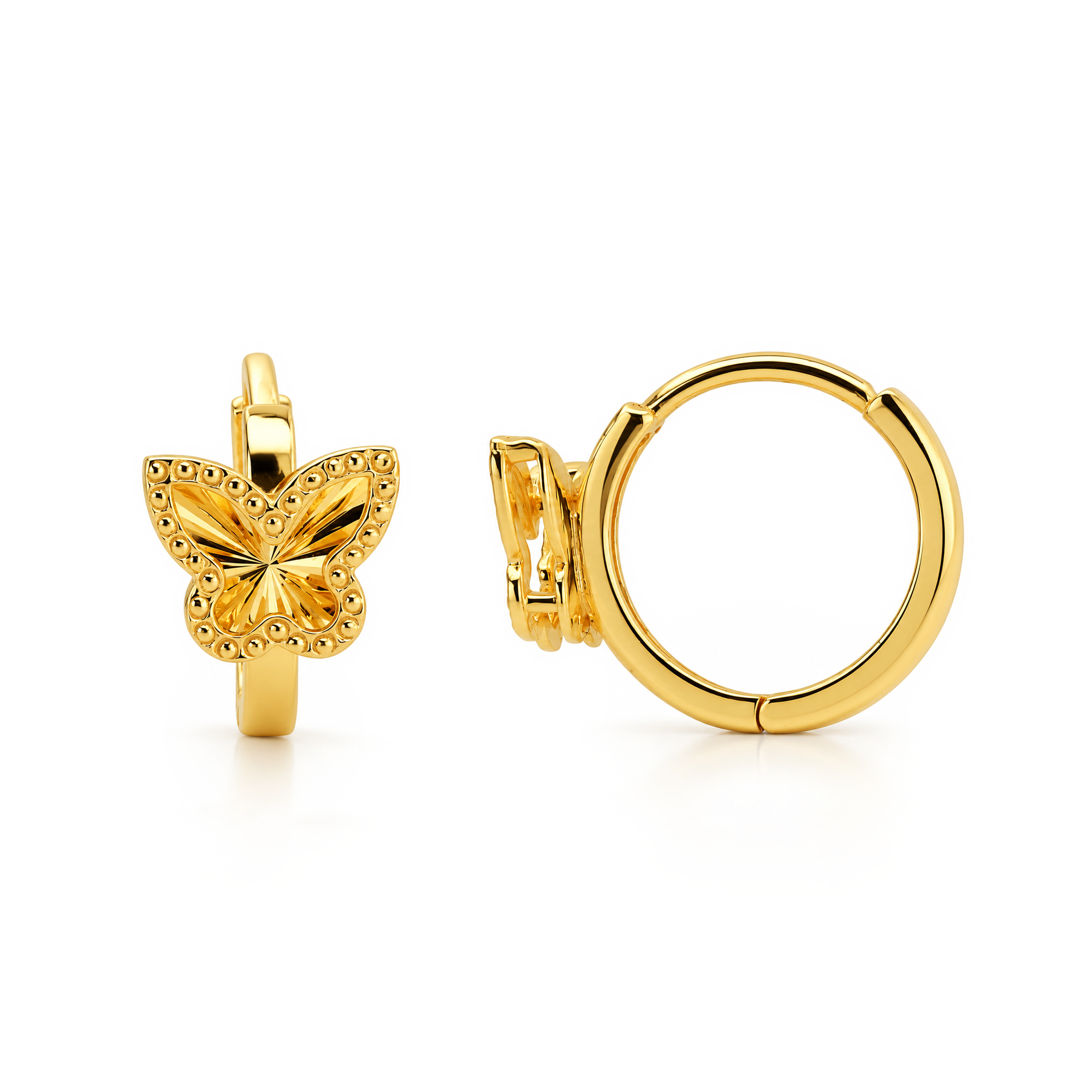 22K Gold Butterfly Hoop Earrings