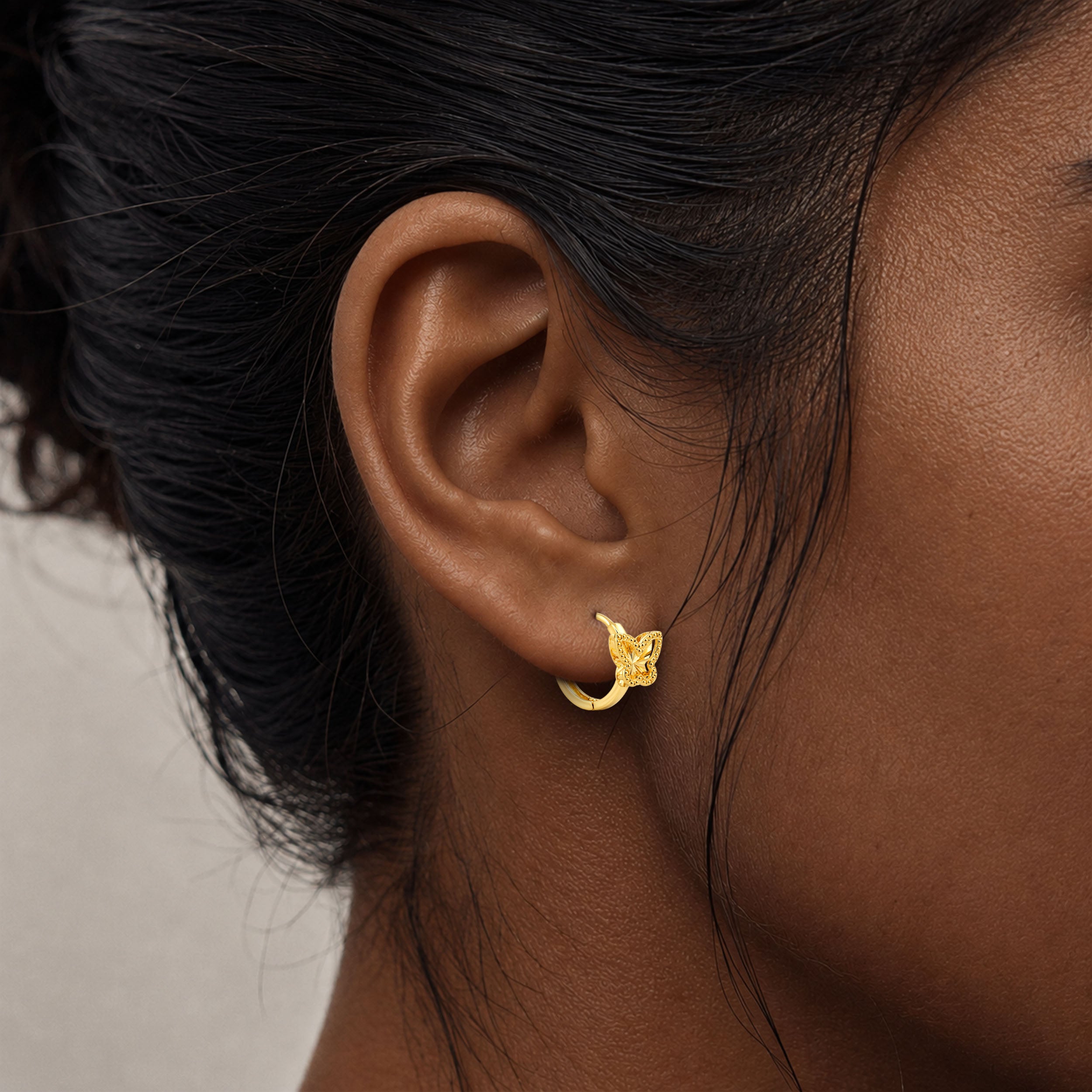22K Gold Butterfly Hoop Earrings