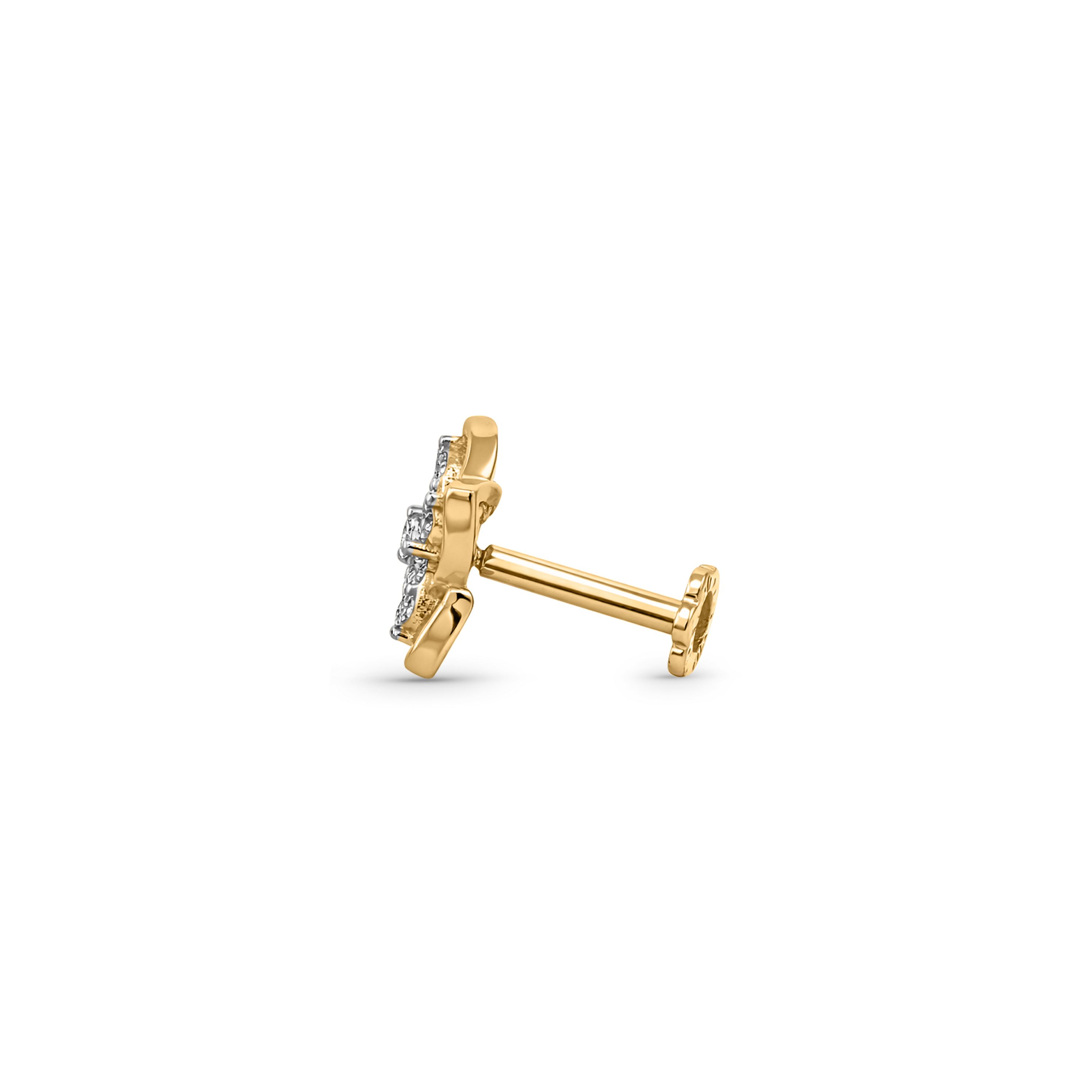 18K Gold Diamond Butterfly Petal Nose Pin