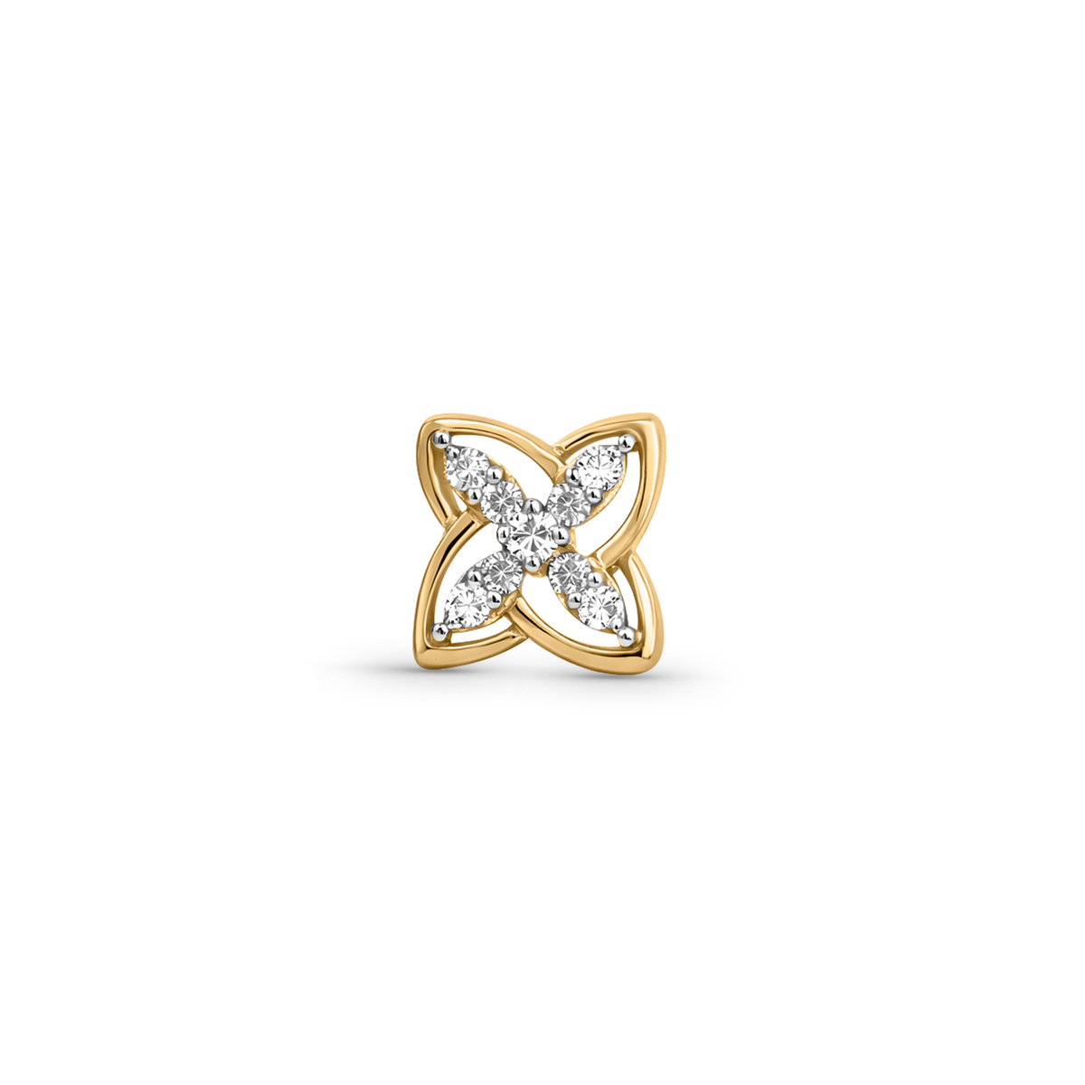 18K Gold Diamond Butterfly Petal Nose Pin