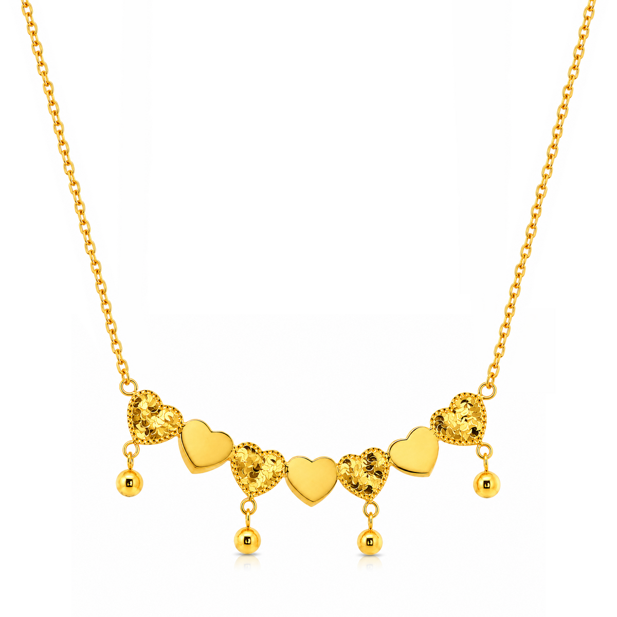 22K Gold Heart Charm Necklace