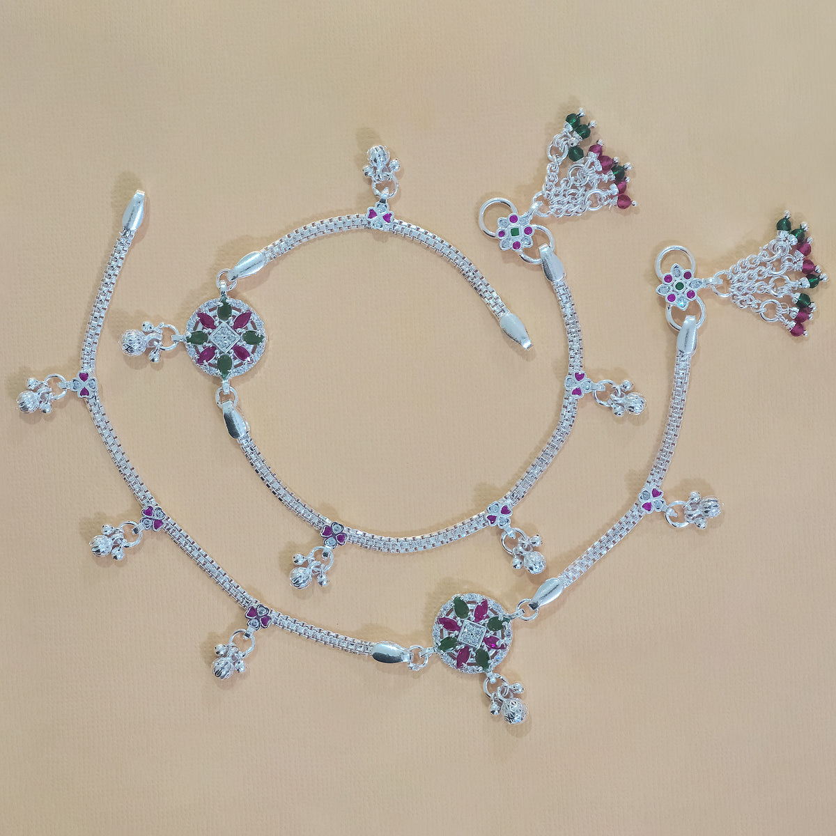 Silver Rani Bloom Anklets