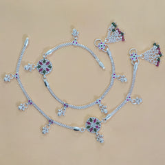 Silver Rani Bloom Anklets