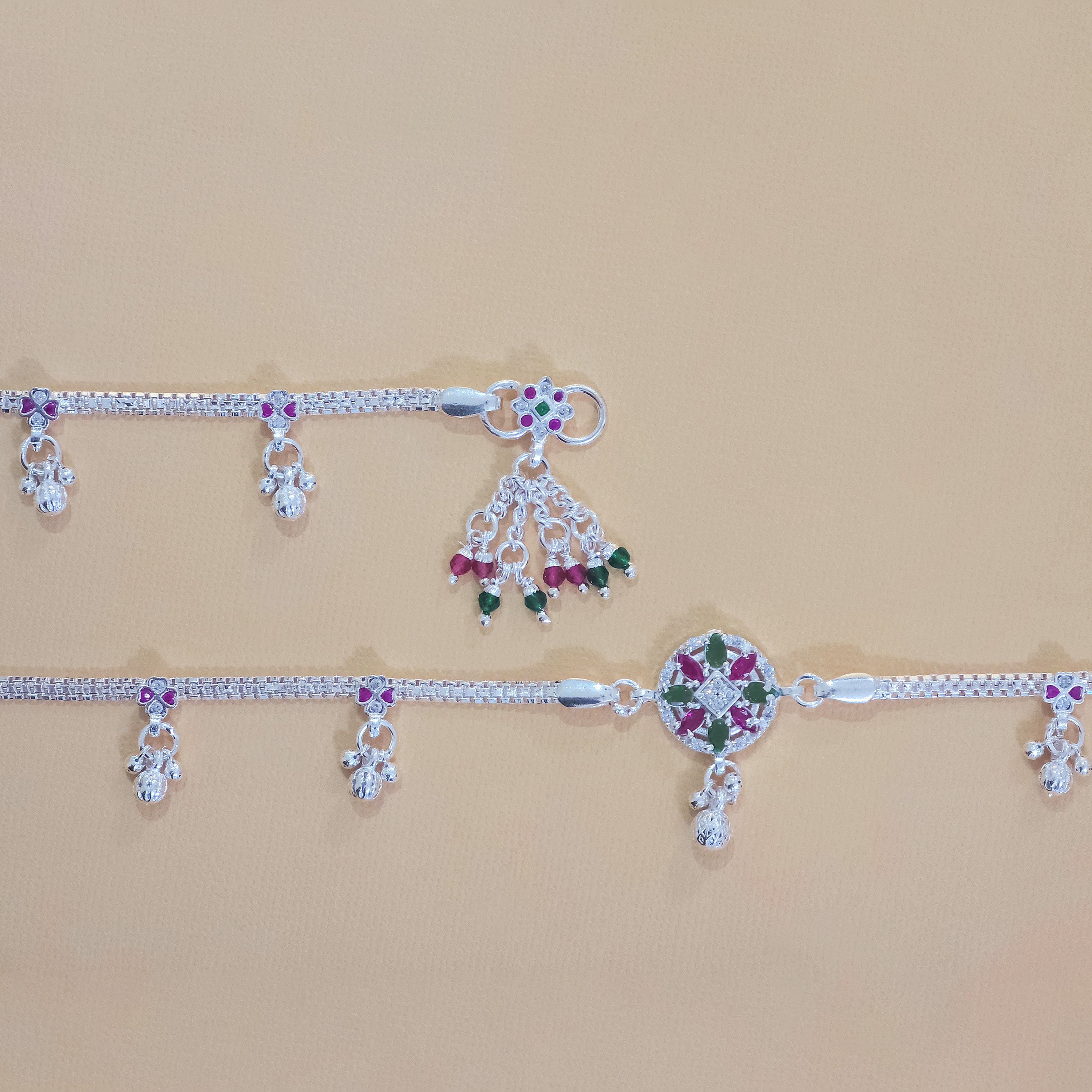Silver Rani Bloom Anklets