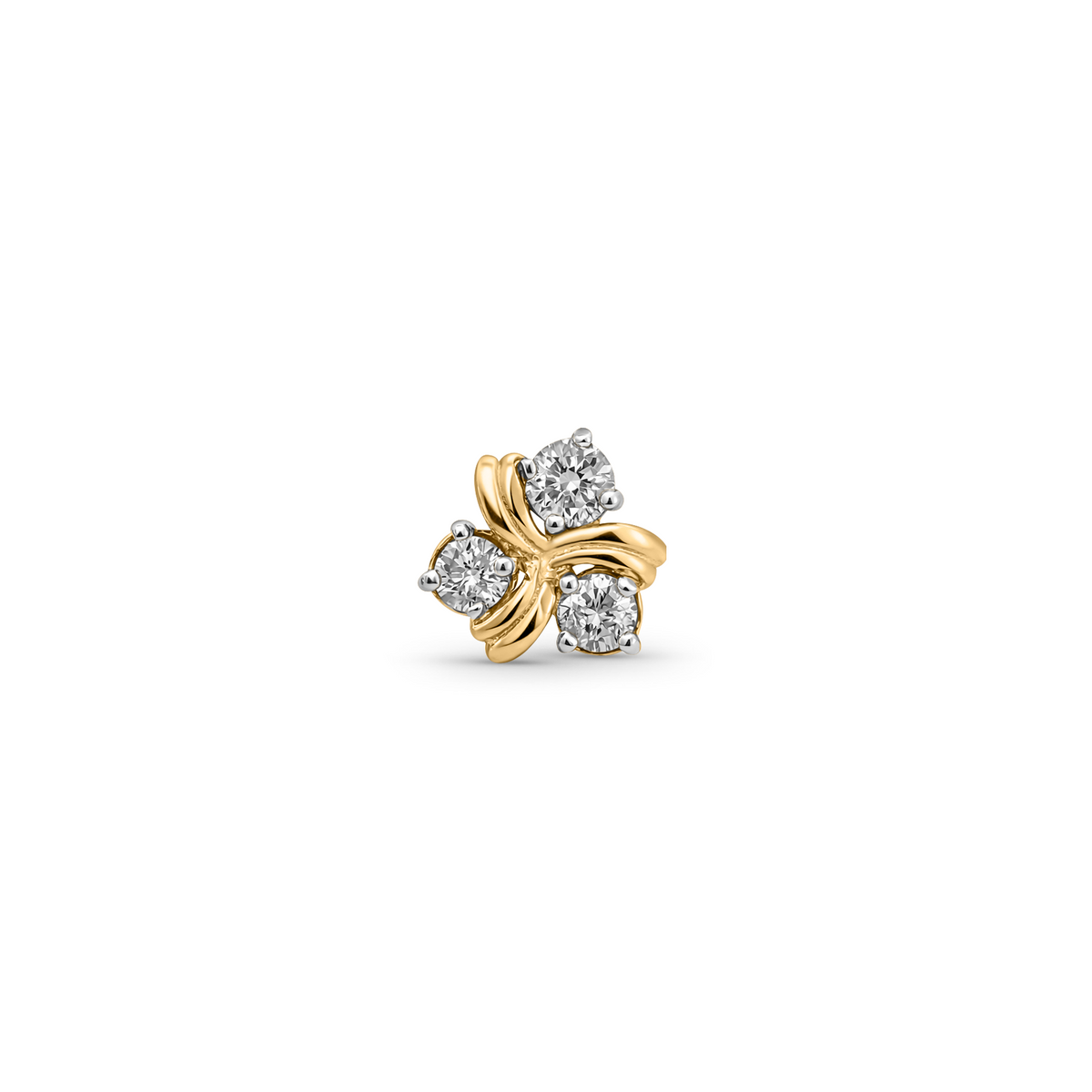 18K Gold Twisted Diamond Flower Nose Pin