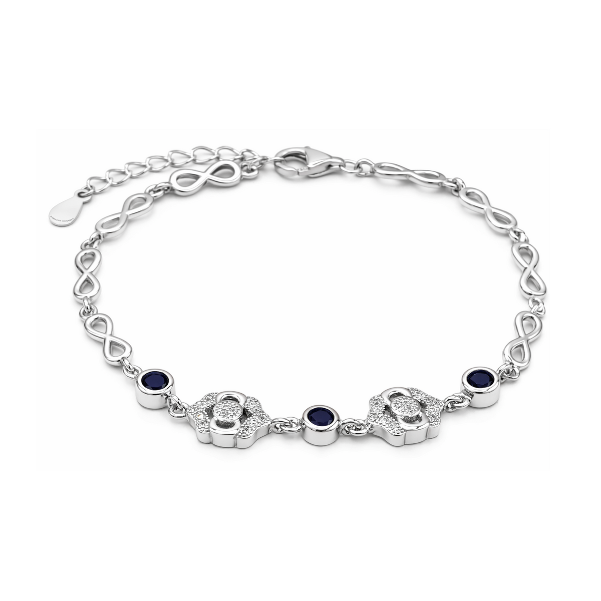 Silver Blue Infinite Floral Bracelet