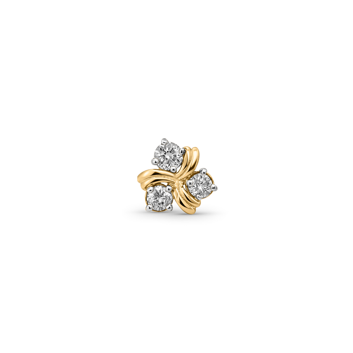 18K Gold Twisted Diamond Flower Nose Pin