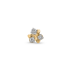 18K Gold Twisted Diamond Flower Nose Pin