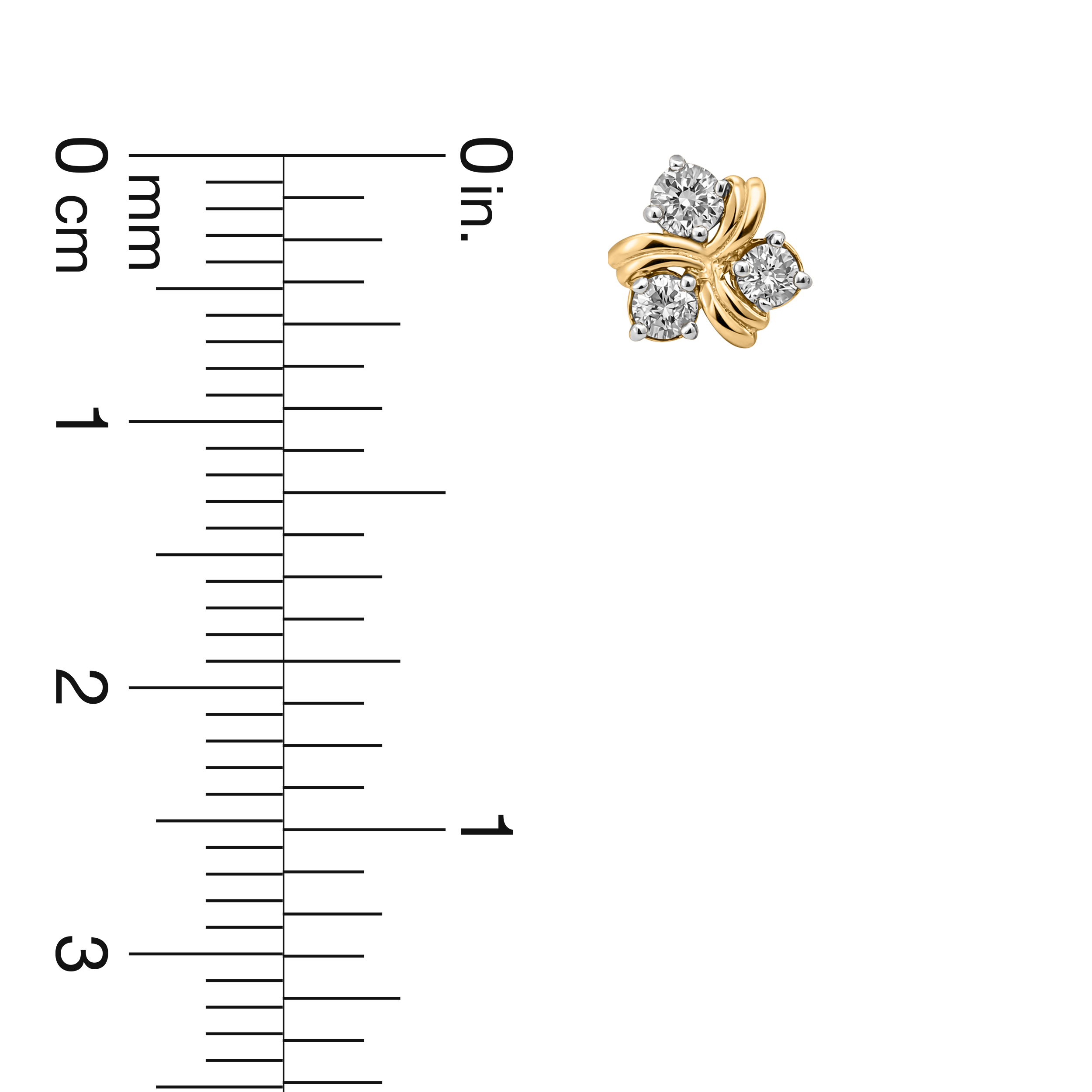 18K Gold Twisted Diamond Flower Nose Pin