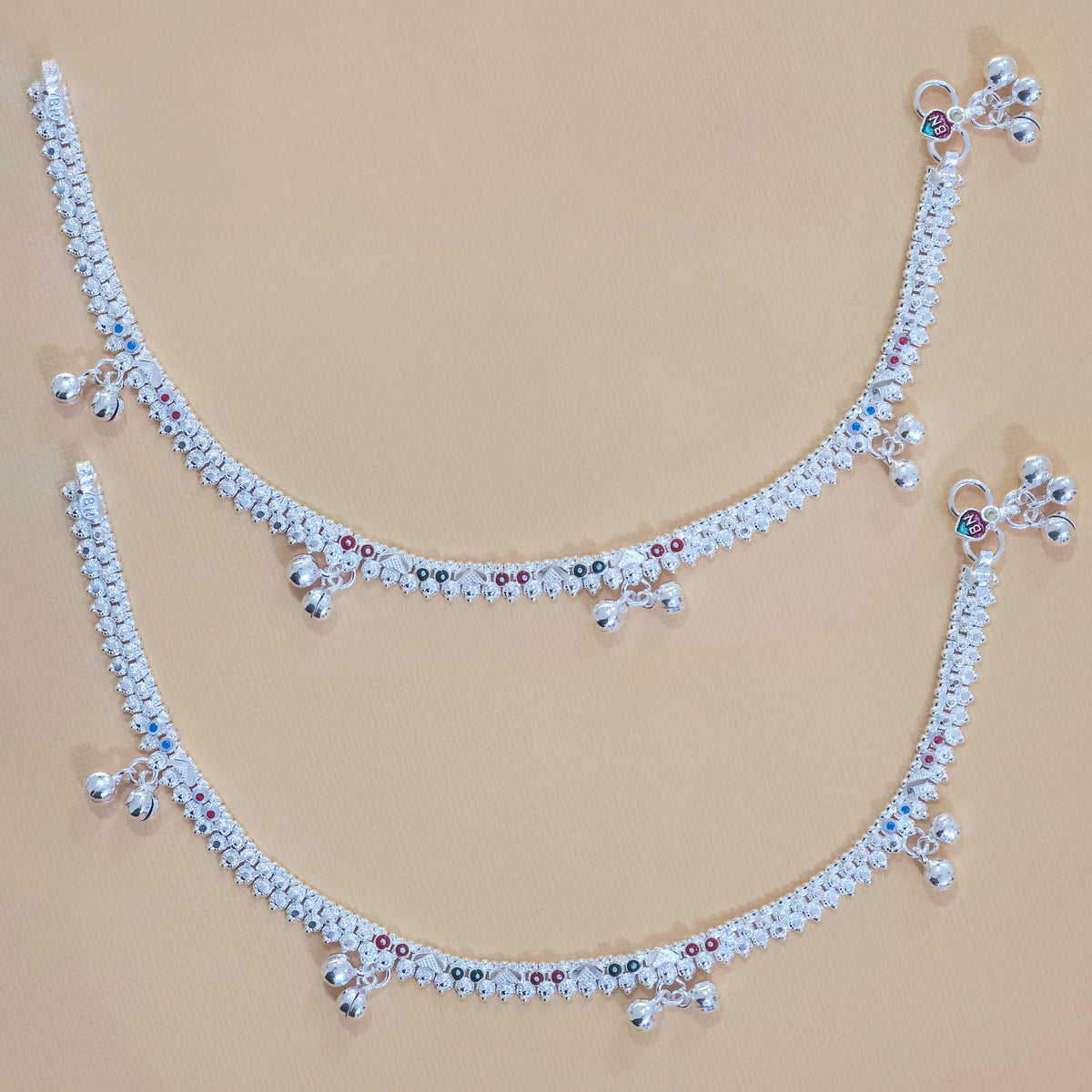 Silver Multi Accent Anklets