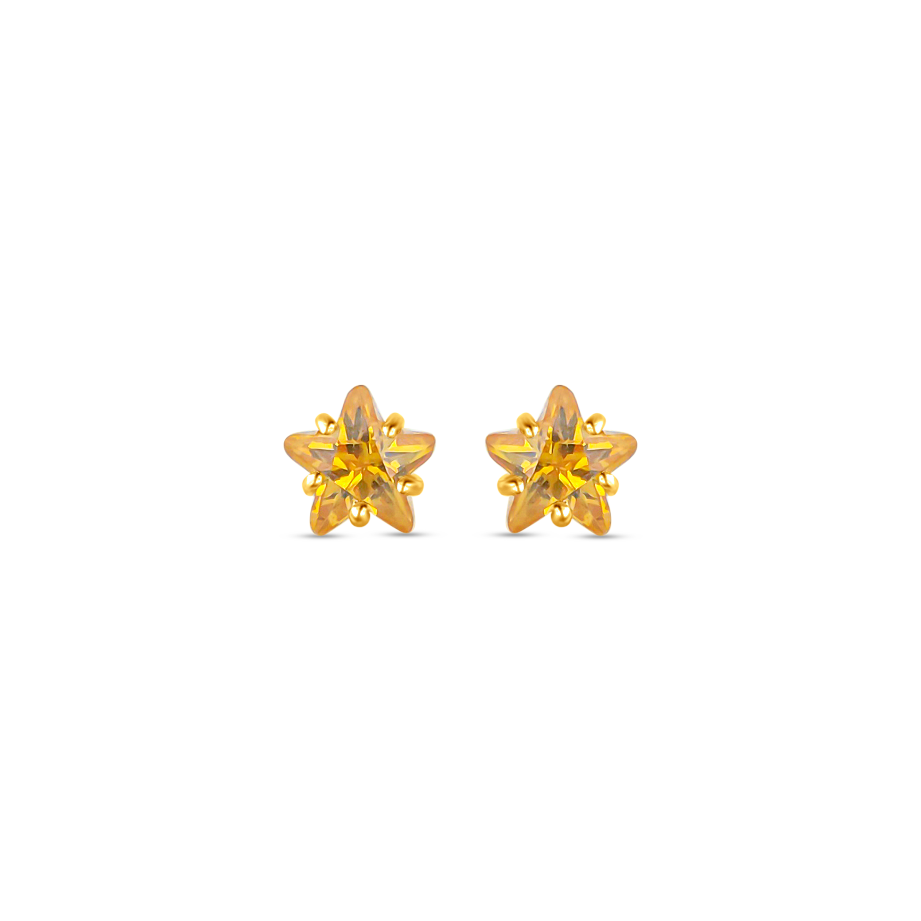 22K Gold Starlight Citrine Stud Earrings