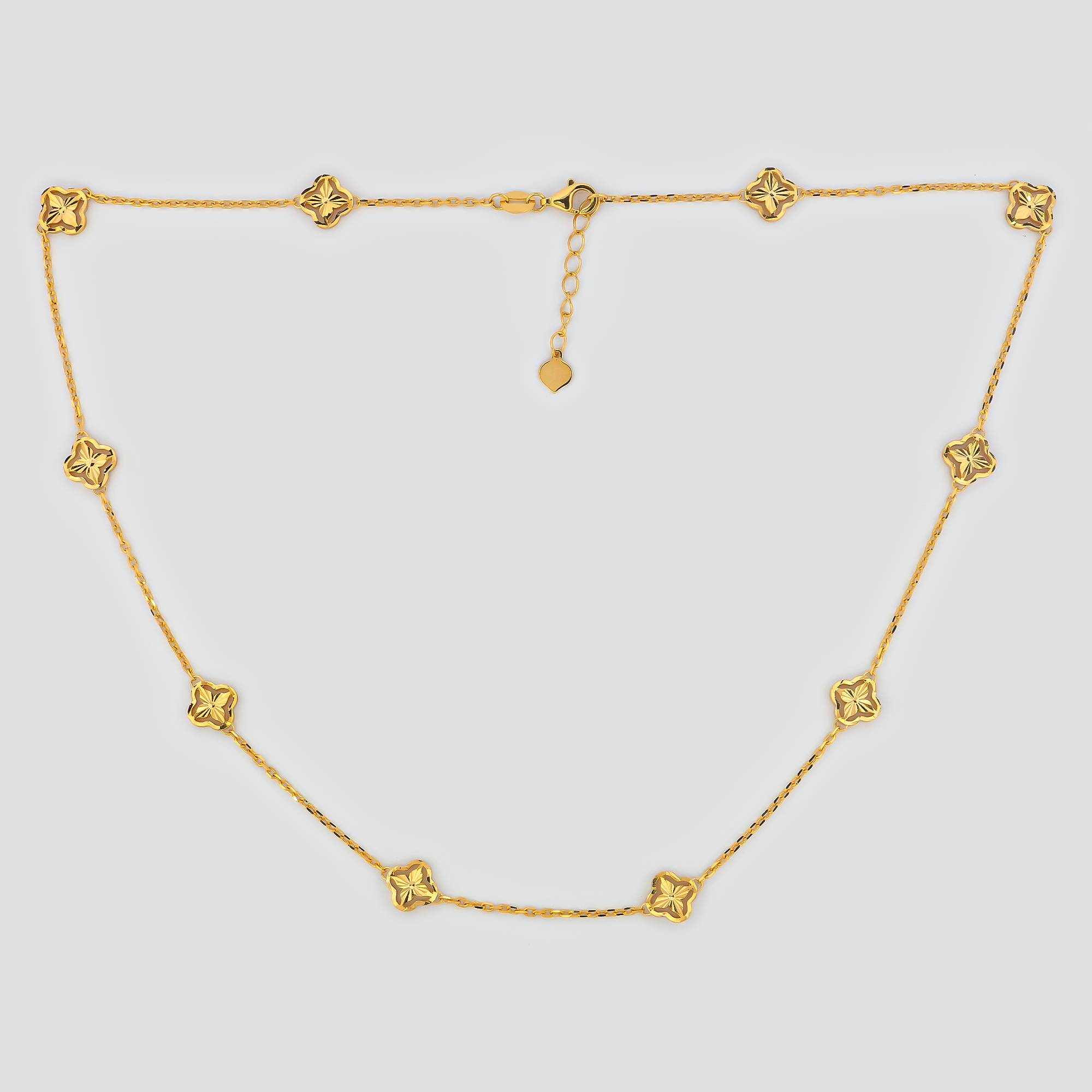 22K Gold Clover Station Necklace
