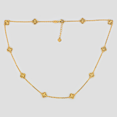 22K Gold Clover Station Necklace