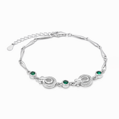 Silver Green Charm Bracelet