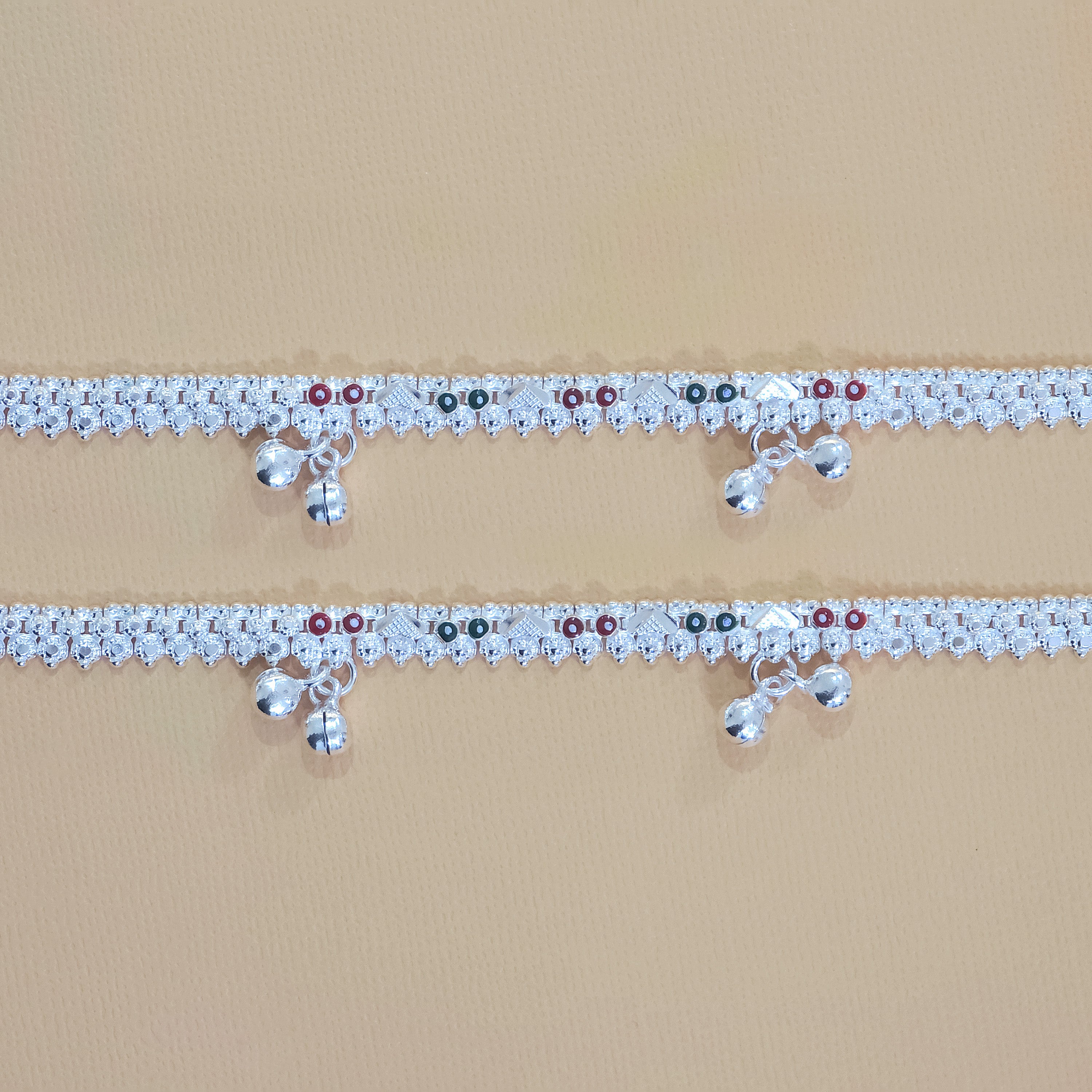 Silver Multi Accent Anklets